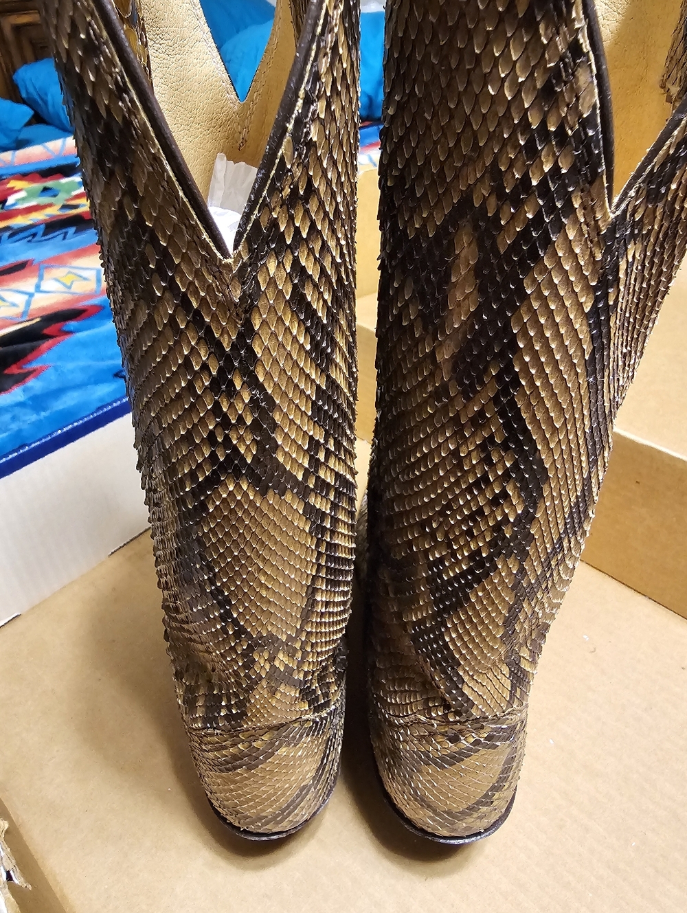 Justin Boots Full Python Snakeskin Western Boots - Women VINTAGE - Picture 3 of 6